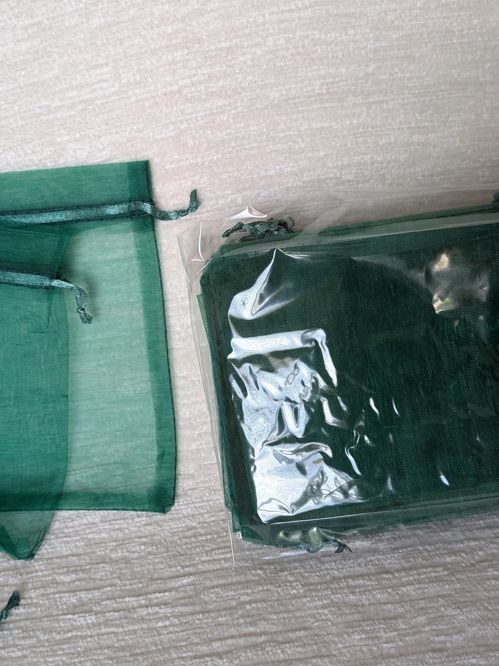 Green Organza Drawstring Favor Bags -25pk- Elegant Party Gift Pouches